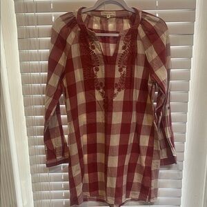 ILLA ILLA Red and White Checkered Tunic